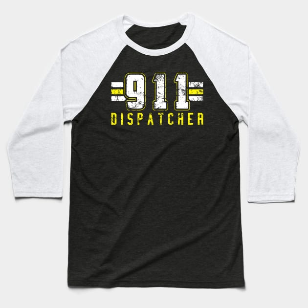 911 American Flag Dispatcher Thin Gold Line Operator Baseball T-Shirt by LEGO